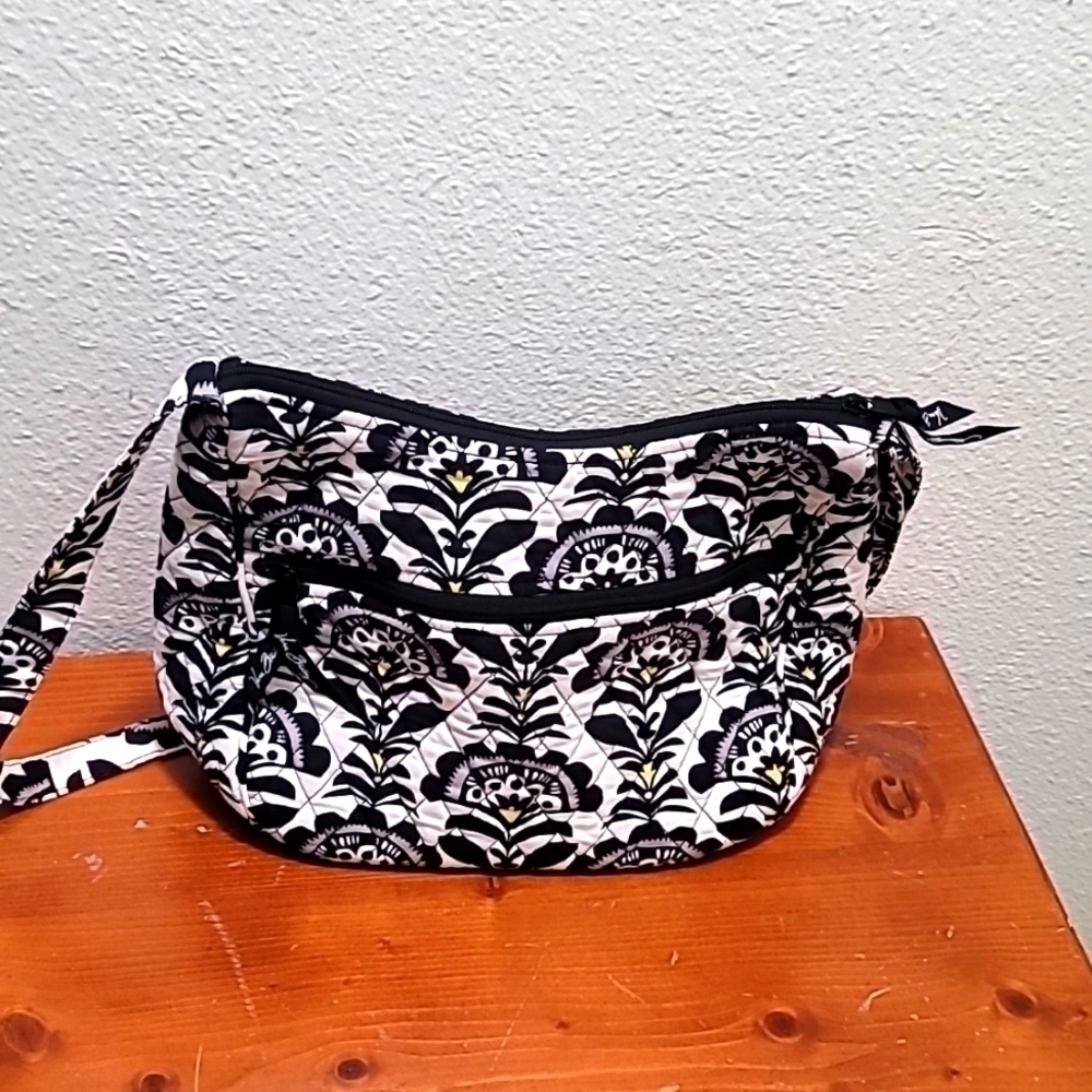 Vera Bradley Crossbody Bag Women M Black Midnight Blues Floral Quilted